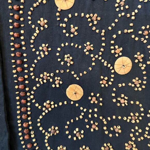Vintage Tee-N-Tee Black Vest With Wooden Beads Sz M Boho, Cottagecore - Picture 4 of 10